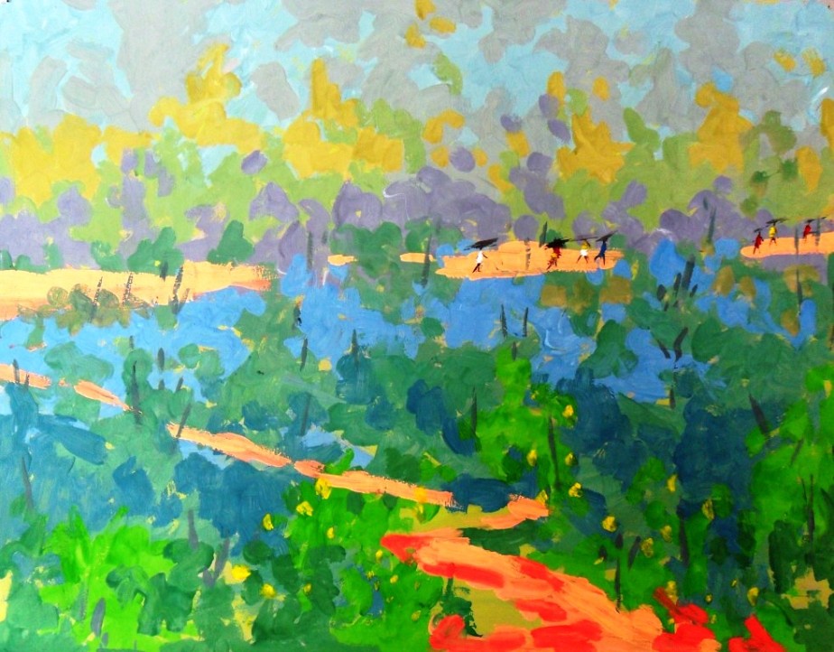 colourful gouache Landscape painting